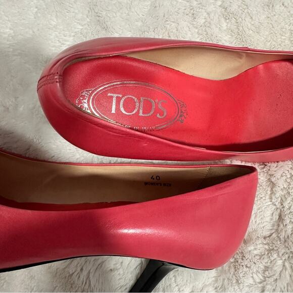 Tod's Size 9.5 Women's Bold Pink Heels Almond Toe Pumps Classic Heritage Chic - Picture 6 of 7